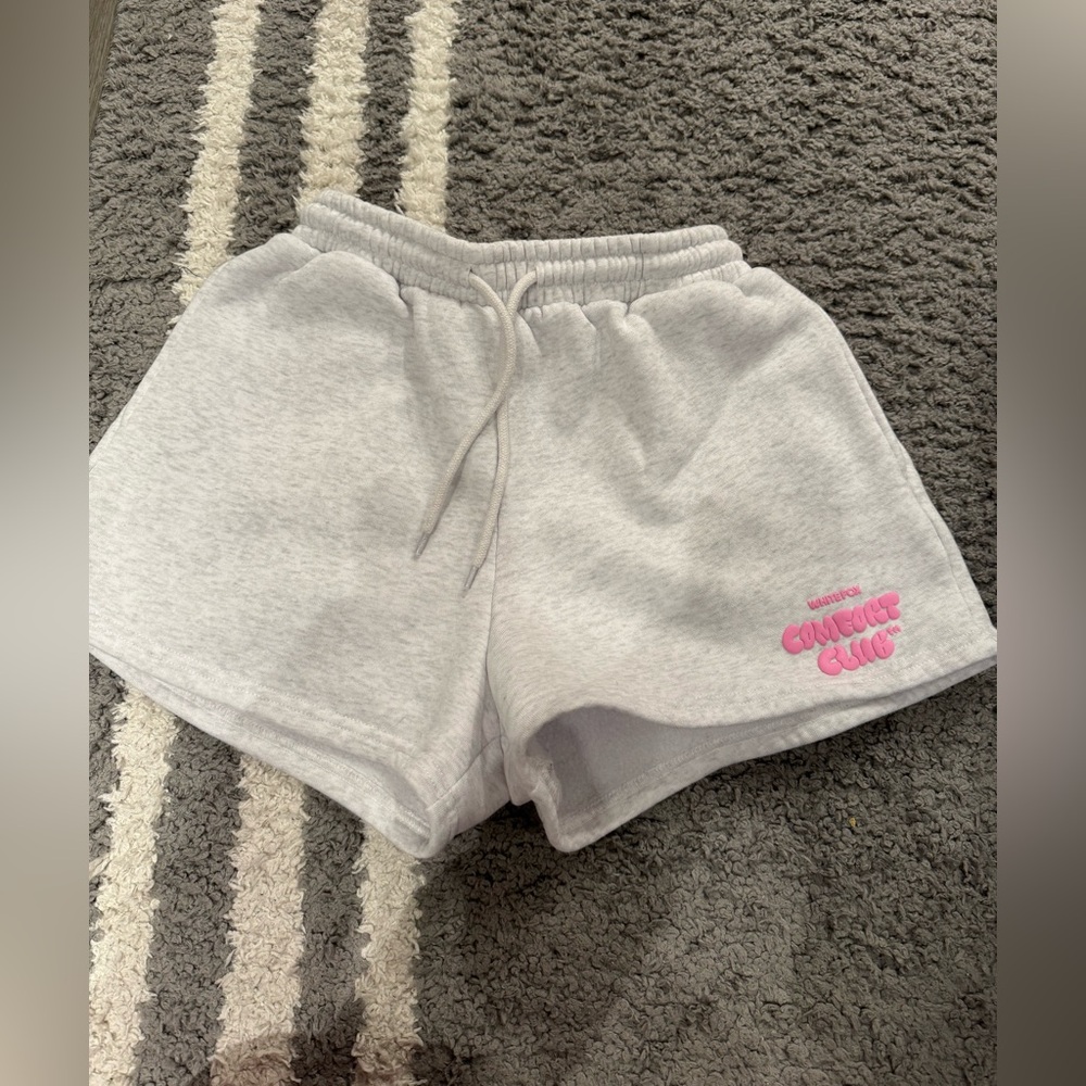 White Fox Grey and Pink Lounge Shorts